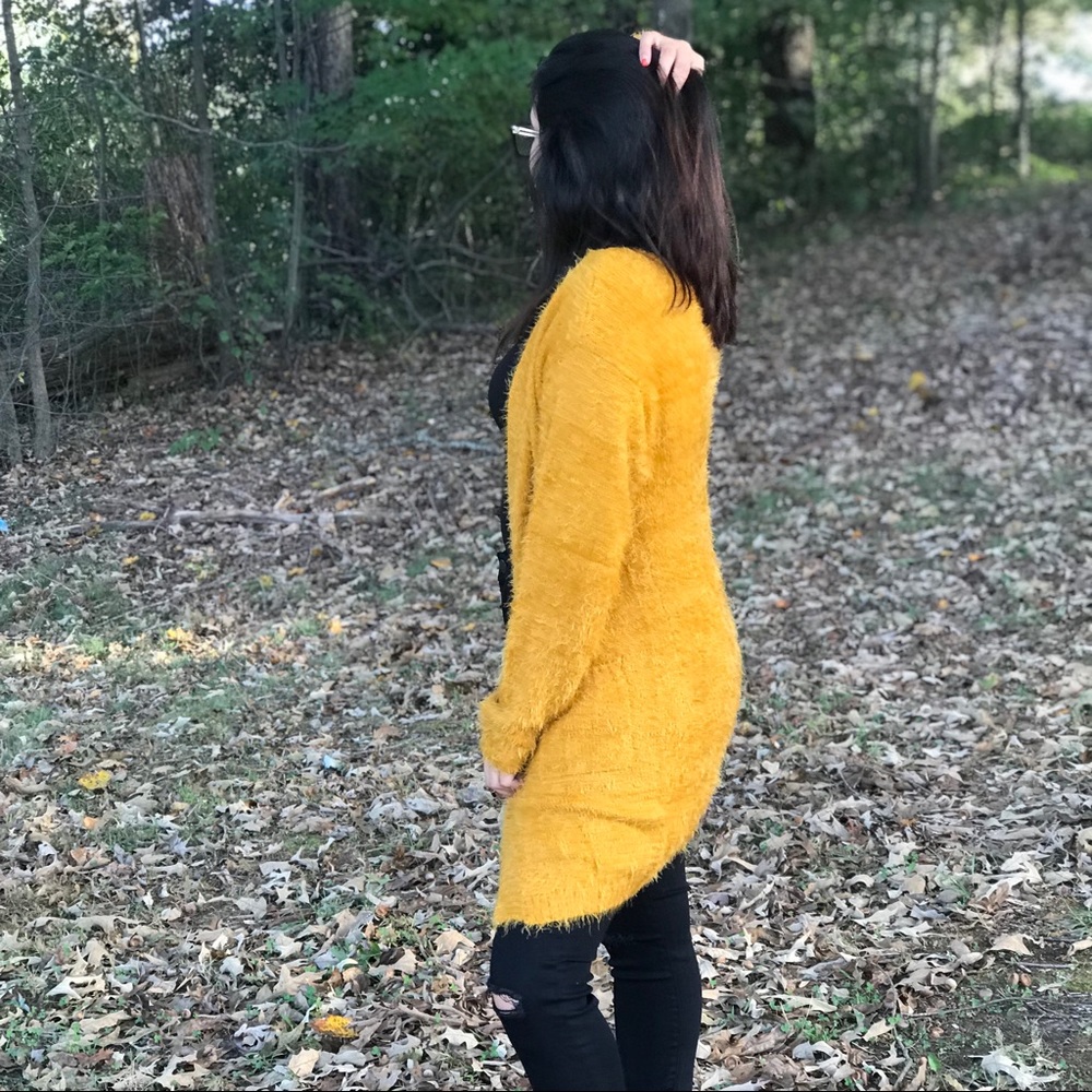 LAST 1💕Fuzzy Mustard Cardigan - Picture 2 of 4